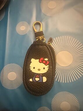 Hello Kitty Black Key Pouch with Gold Clip and Red Bow